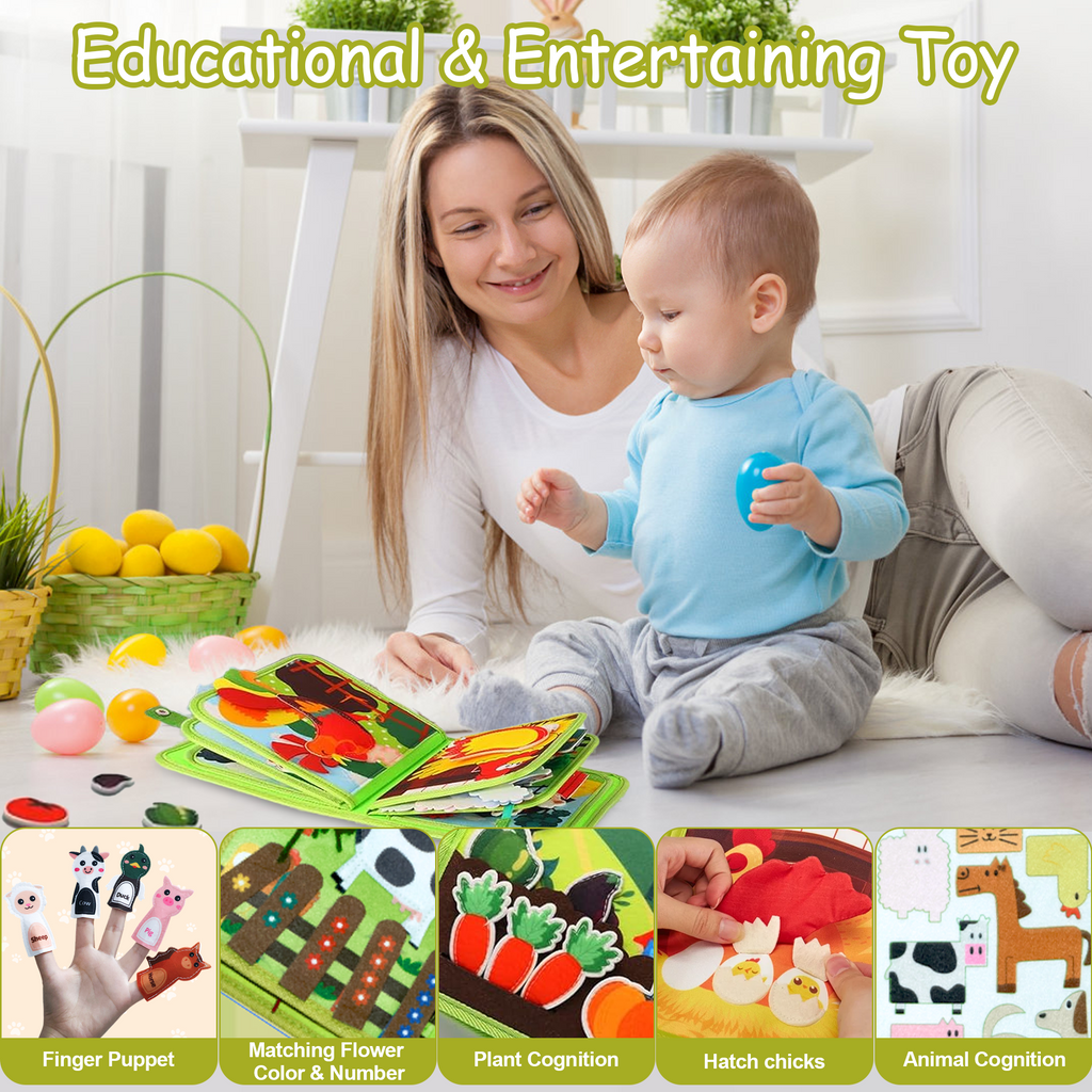 BIGODY Montessori Busy Book & Busy Board Sensory Educational Toy for 1 Year Old Toddlers, Learning Activity Toys for Boys Girls 1-3 Years Old