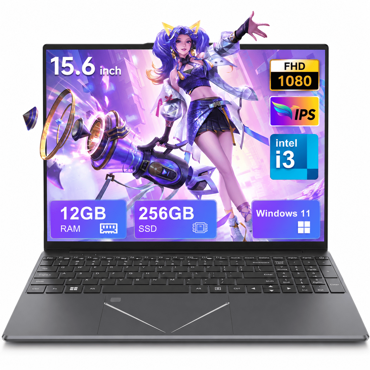 15.6 Student Laptop, Intel I3, 12GB RAM 256GB ROM Notebook Business Laptop for Beginner, Student, Business