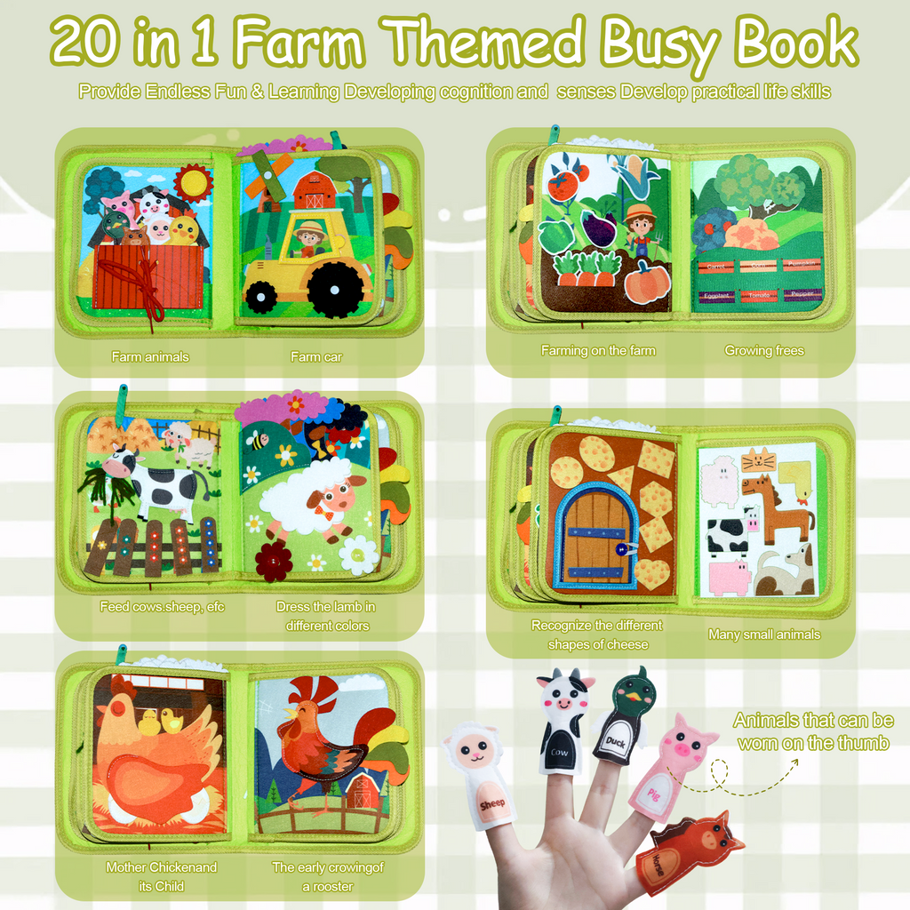 BIGODY Montessori Busy Book & Busy Board Sensory Educational Toy for 1 Year Old Toddlers, Learning Activity Toys for Boys Girls 1-3 Years Old