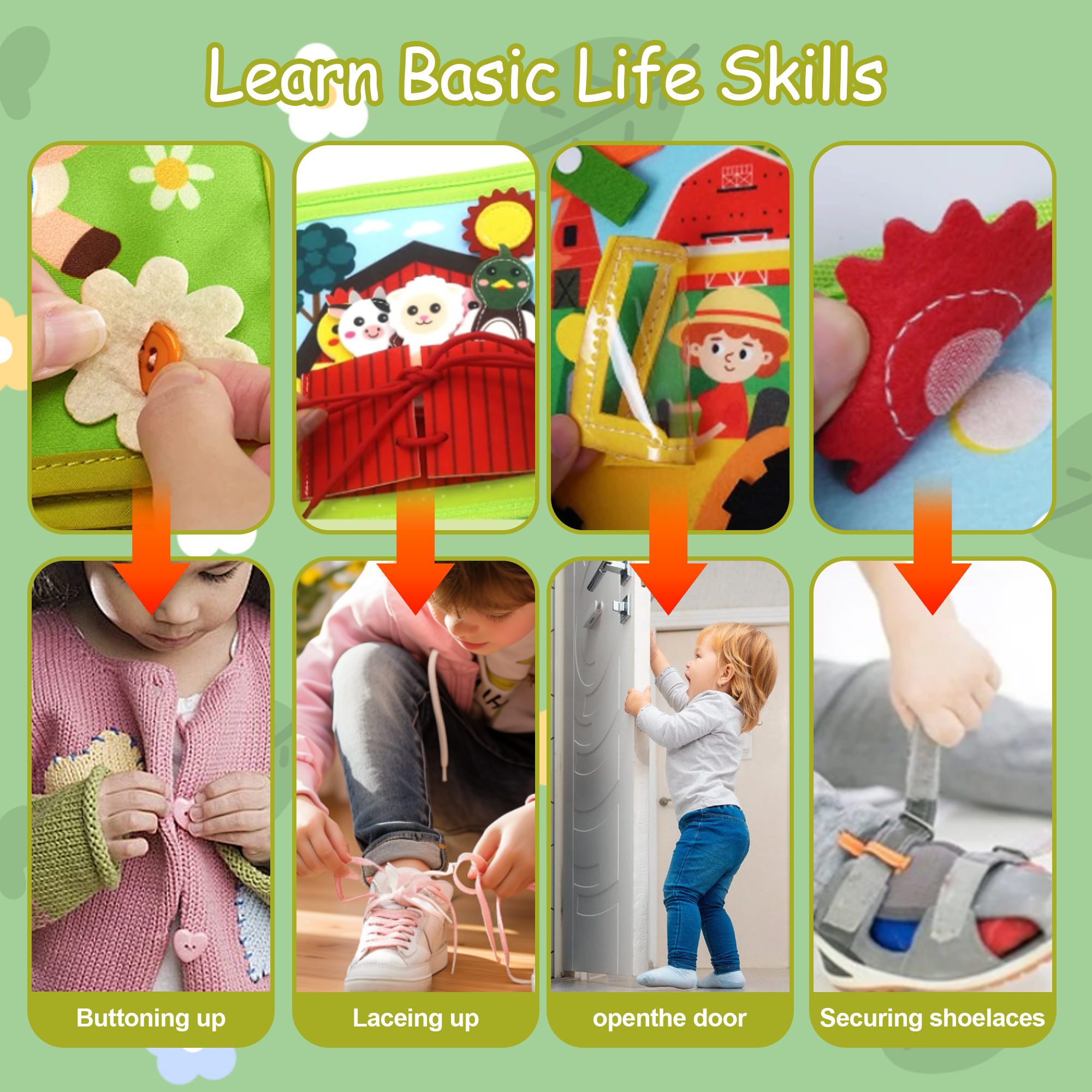BIGODY Montessori Busy Book & Busy Board Sensory Educational Toy for 1 Year Old Toddlers, Learning Activity Toys for Boys Girls 1-3 Years Old