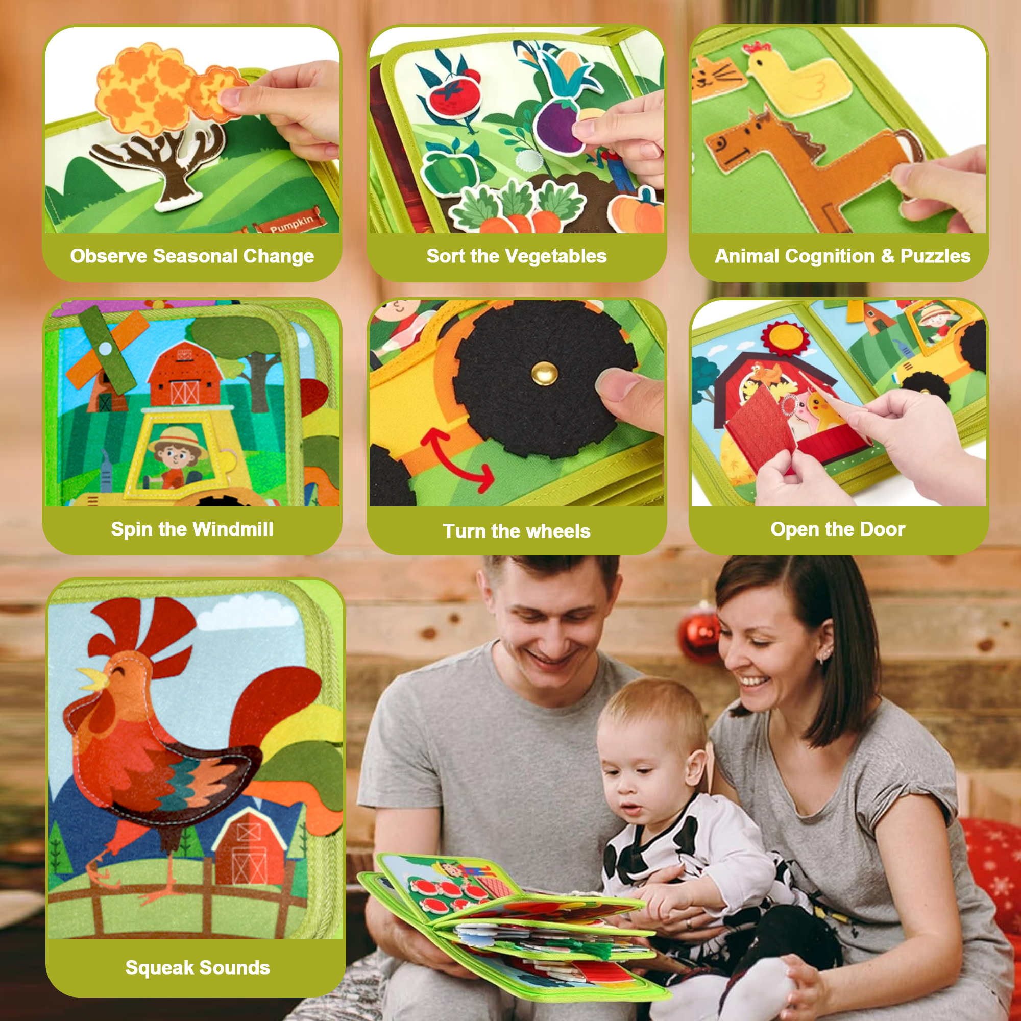 BIGODY Montessori Busy Book & Busy Board Sensory Educational Toy for 1 Year Old Toddlers, Learning Activity Toys for Boys Girls 1-3 Years Old