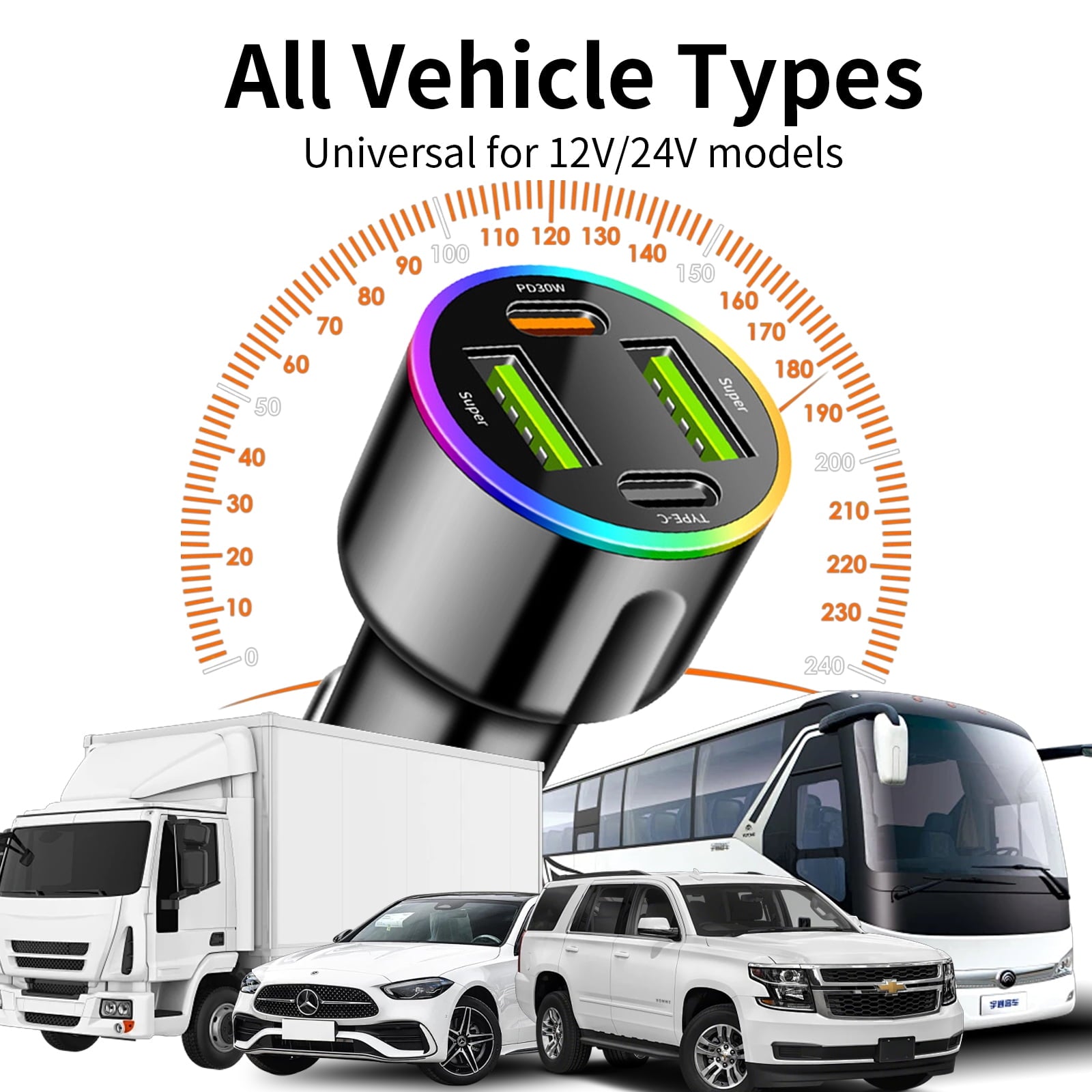 Car Charger Adapter, 4-Port 85W Fast Car Charger USB C, Cigarette Lighter Auto Charger Flush Compatible Samsung, Tablet, iPhone, iPad, LG, Automobile, Car Accessories for Women Men, for Gifts