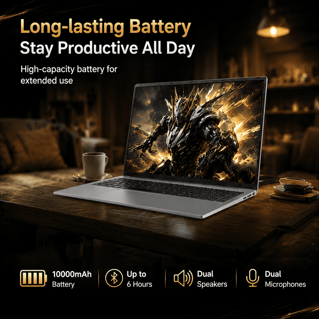 17.3" Laptop Computer, Intel N95, 12GB RAM, 256GB SSD, 10000mAh Battery, Large Screen Notebook for Student, Business & Home Use